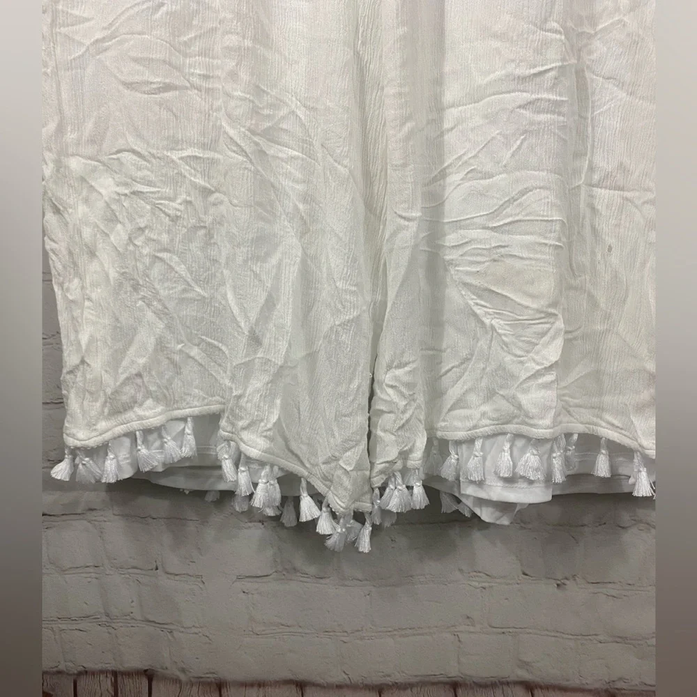 Hailey Lyn Capri Pants Womens Size XL White Fully Lined Boho Tassel Hem Details - Picture 6 of 13